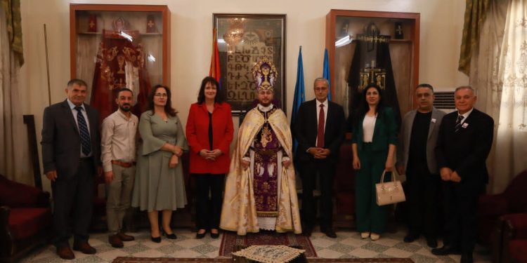 Syriac Union Party Visits Qamishli Churches for Easter Accompanied by Nadine Maenza
