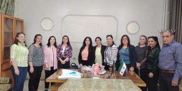 وفد من حزب الاتحاد السرياني ومؤسسات المجلس القومي لبيث نهرين يبارك للمحامية نينورتا شمعون توليها منصب معاون مدير التربية بالحسكة