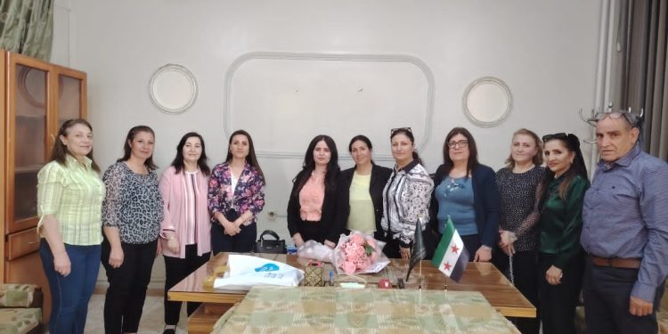 وفد من حزب الاتحاد السرياني ومؤسسات المجلس القومي لبيث نهرين يبارك للمحامية نينورتا شمعون توليها منصب معاون مدير التربية بالحسكة